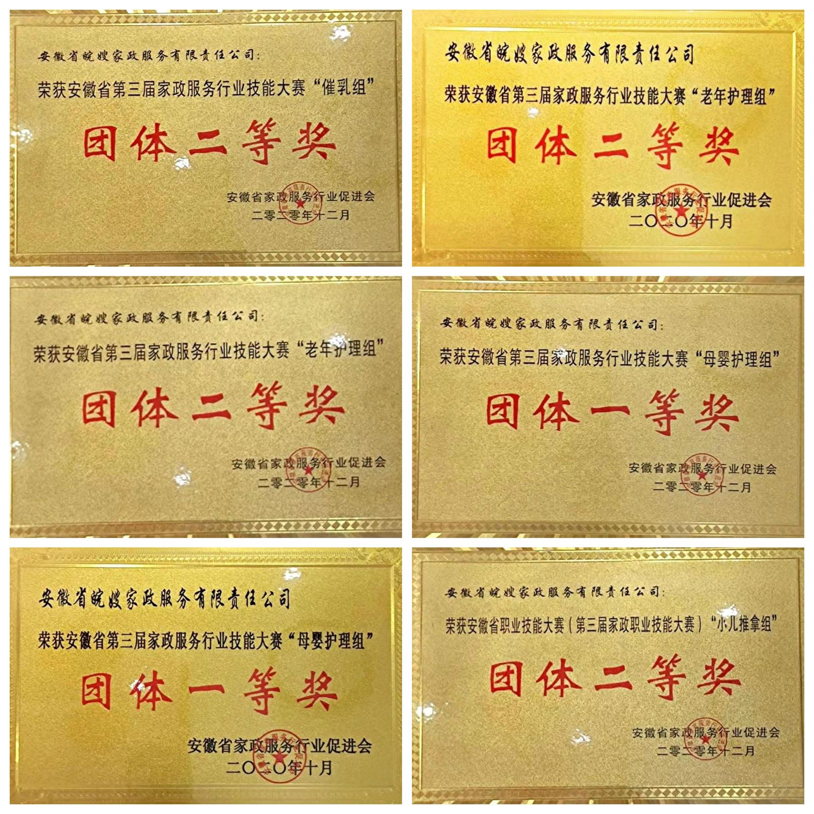 皖嫂家政荣誉证书